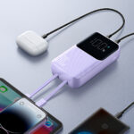 Joyroom JR-PBC07 20000mAh 30W mini power bank with USB-C and Lightning cables - purple - Image 8
