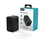 Choetech PD5020 35W EU/US/AUS/UK Travel Adapter with Built-in USB-C Cable - Black - Image 3