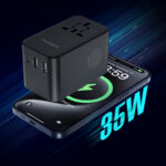 Choetech PD5020 35W EU/US/AUS/UK Travel Adapter with Built-in USB-C Cable - Black - Image 4