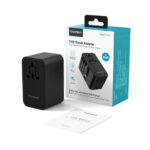 Choetech PD5022 70W EU/US/AUS/UK Travel Adapter with Built-in USB-C Cable - Black - Image 3