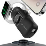 Wozinsky WF16-YLS 5000mAh 15W Lightning Mini Power Bank with Built-in USB-C Cable and Apple Watch Charger - Black - Image 5