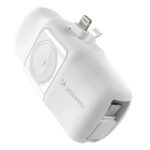 Wozinsky WF16-YLS 5000mAh 15W Lightning Mini Power Bank with Built-in USB-C Cable and Apple Watch Charger - White - Image 2