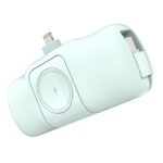 Wozinsky WF16-YLS 5000mAh 15W Lightning Mini Power Bank with Built-in USB-C Cable and Apple Watch Charger - Green - Image 3