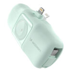 Wozinsky WF16-YLS 5000mAh 15W Lightning Mini Power Bank with Built-in USB-C Cable and Apple Watch Charger - Green - Image 2