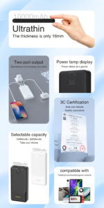 Powerbank Dudao K10 10000mAh 2.4A 2 x USB-A - white - Image 3