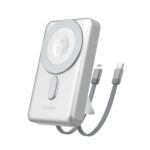 Dudao K29 10000mAh PD 20W MagSafe Powerbank with Metal Case, Stand and Built-in USB-C/ Lightning Cables - Silver