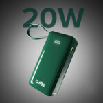Powerbank SBS 10000 mAh 20W with built-in USB-C cable and digital display - green - Image 4