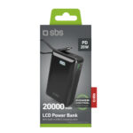 Powerbank SBS 20000 mAh 20W with built-in USB-C cable and digital display - black - Image 2