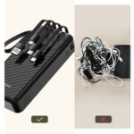 Dudao K11 Pro 20000mAh Powerbank with Built-in Cables - Black - Image 7