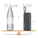 Cuktech CUKP200NGLDG 55W 20000mAh Powerbank with Built-in USB-C Cable - Gray - Image 2