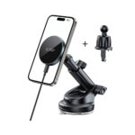 Tech-Protect mm15W-V5 Magnetic MagSafe Car Holder for Cockpit/Windshield/Air Vent - Black - Image 2