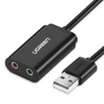 Väline muusikaadapter USB - 3,5 mm mini pesa 15cm must