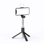 Selfie stick WR1YXS telescopic tripod 0.71m with round lamp - black - Image 4