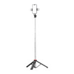 Selfie stick WC13YDS telescopic tripod 1.3m with double lamp and phone holder - black