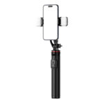Selfie stick WC12YDS 1.3m aluminum alloy telescopic tripod with dual lamp and phone holder - black - Image 8