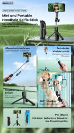 Selfie stick Remax P16 0.8m black - Image 3